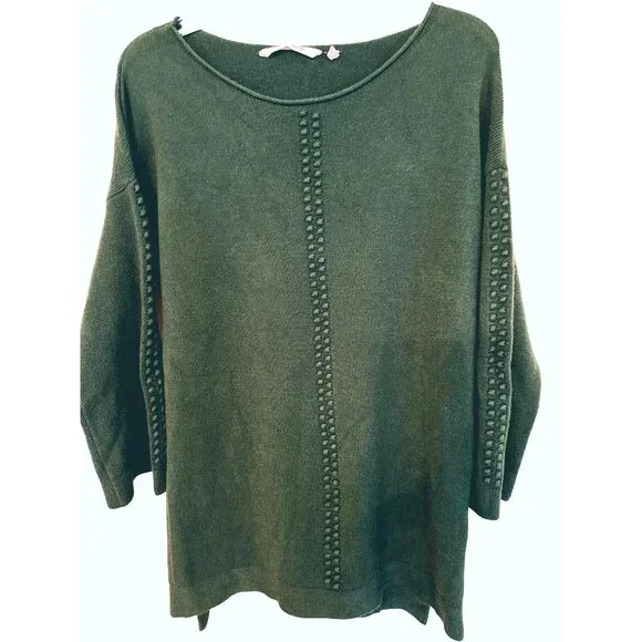 Soft Surroundings Green Knit Sweater Long Sleeve Textured Design Comfortable M - Picture 1 of 8